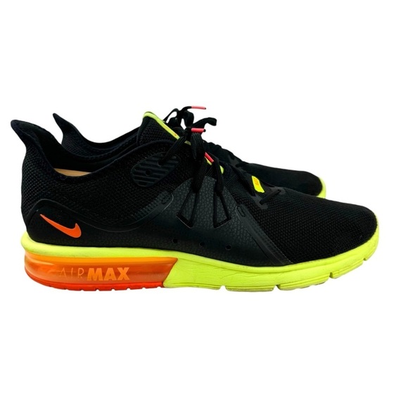 Nike Air Max Sequent 3 Running Sneakers Shoes Black Orange Volt Mens Size 12 - Picture 3 of 14